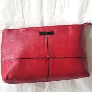 NWOT Vegan Leather Red Purse with Shoulder Strap.